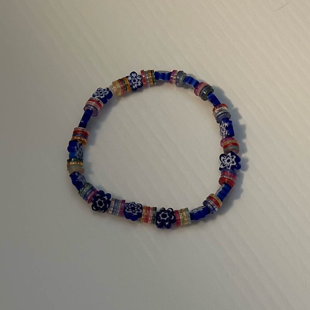 Handmade Elastic Millefiori Beaded Bracelet